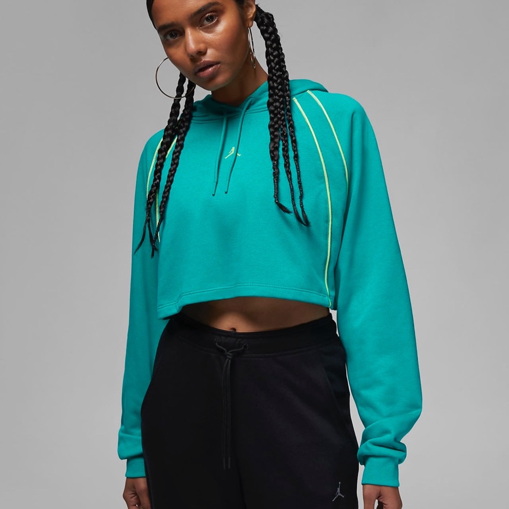 Nike Jordan Sport cropped fleece hoodie in emerald Dri fit loose fit aqua green